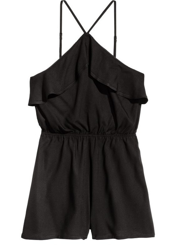 Комбінезон H&M однотонний чорний кежуал віскоза