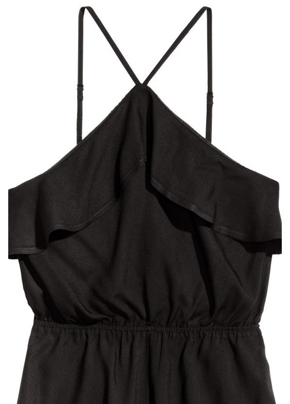 Комбінезон H&M однотонний чорний кежуал віскоза