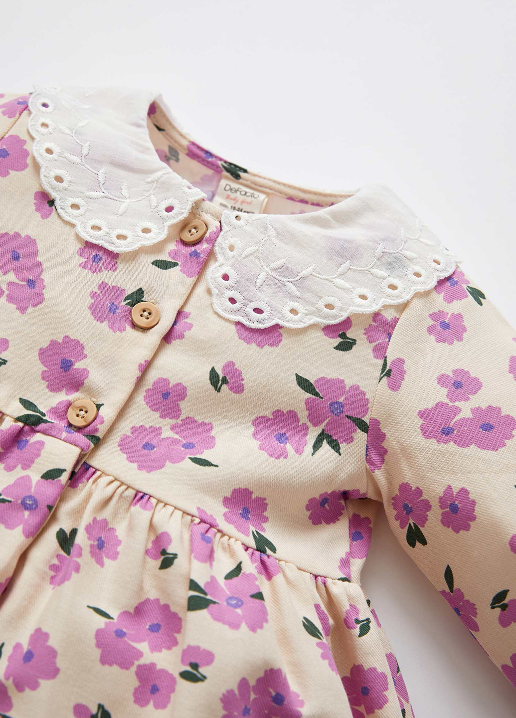 Молочное кэжуал платье DeFacto с цветочным принтом