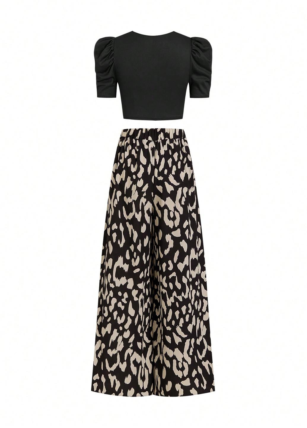 Чорний літній комплект (блуза, штани) SHEIN