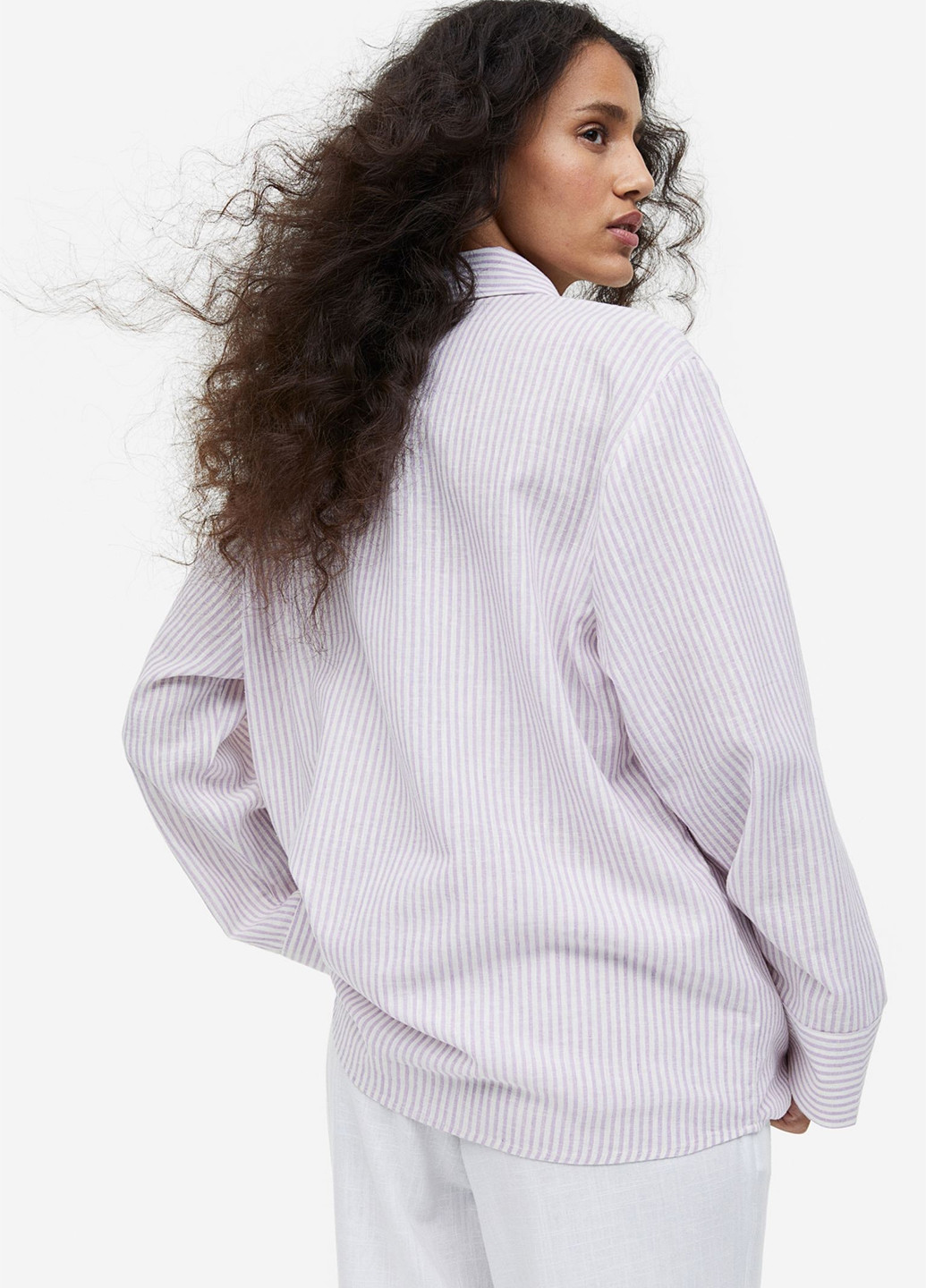 Фиолетовая кэжуал рубашка в полоску H&M