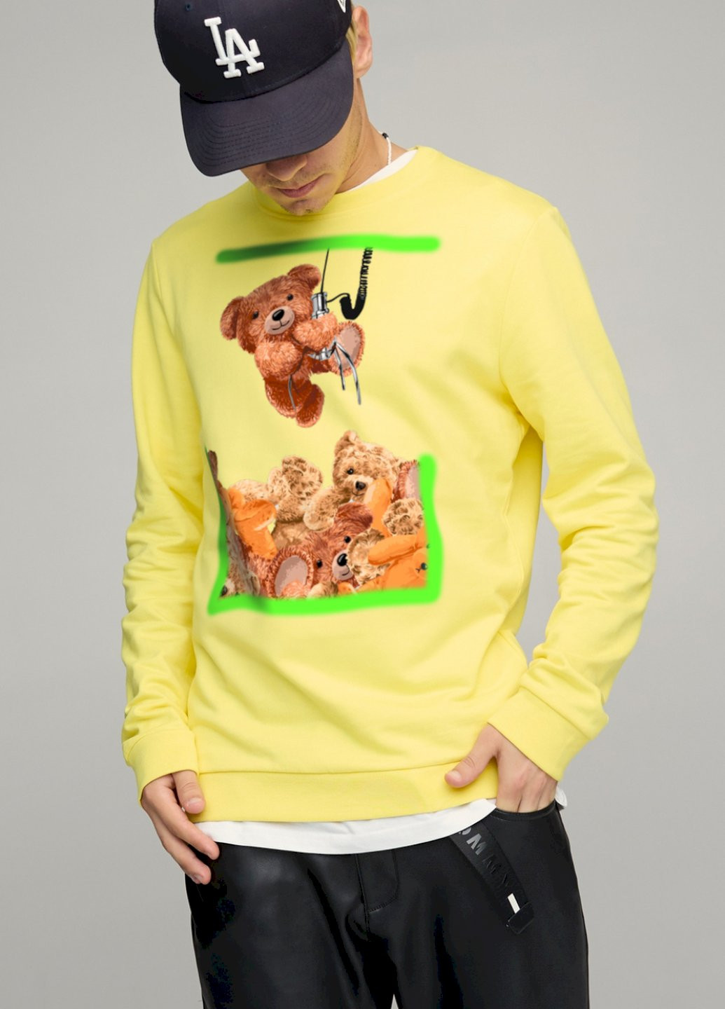 Желтый свитшот мужской basic /no flis/ YAPPI (252385921)