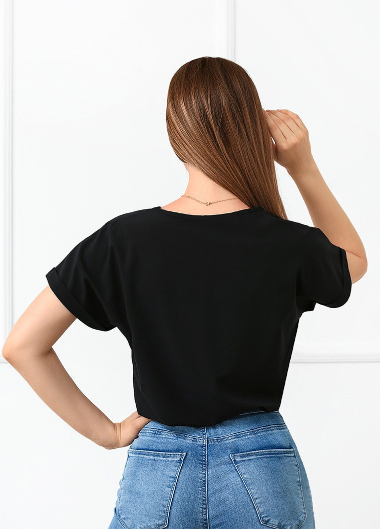 Чорна літня блузка футболка Fashion Girl Moment