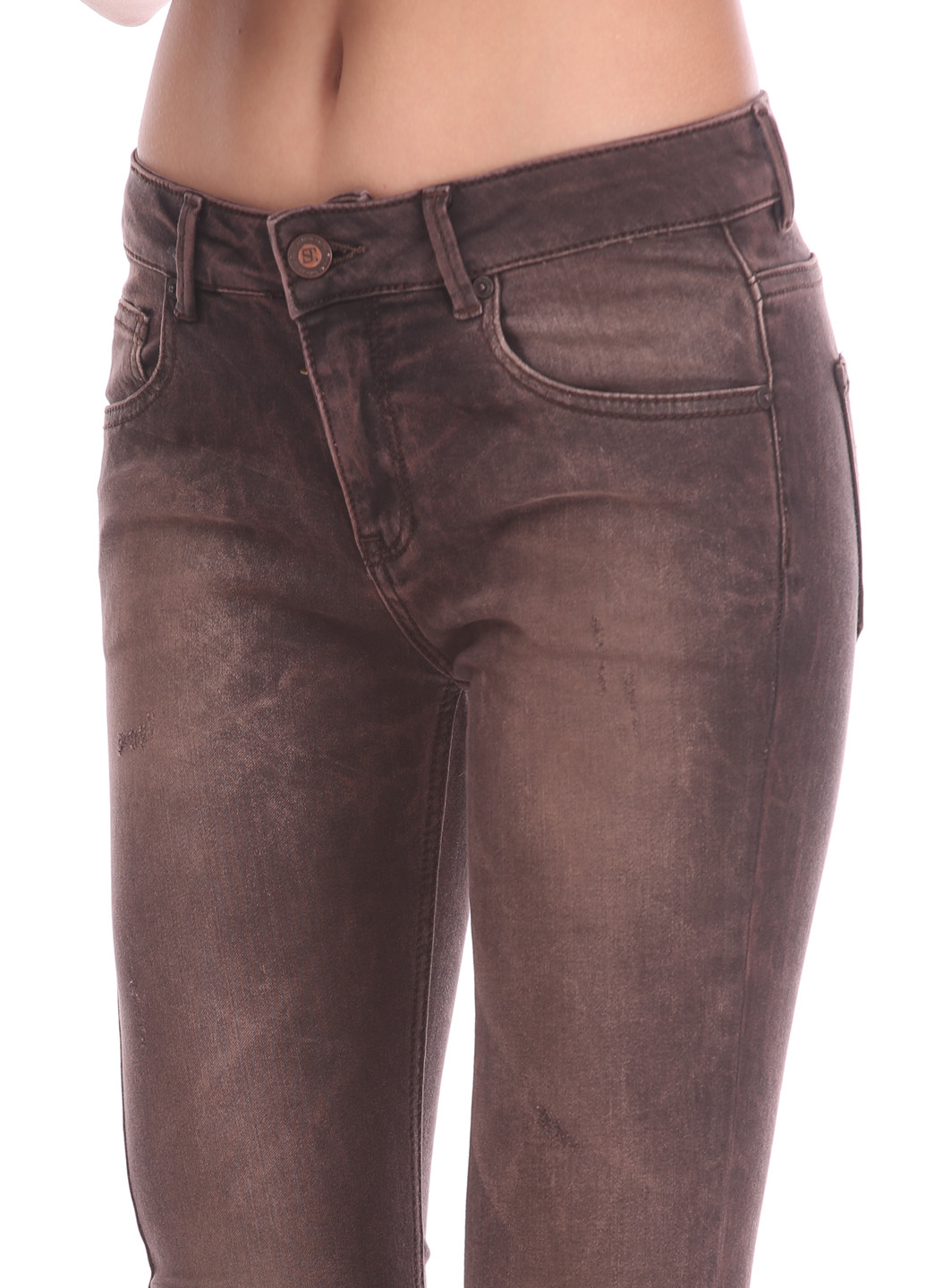 Темно-коричневые кэжуал демисезонные зауженные брюки Supertrash