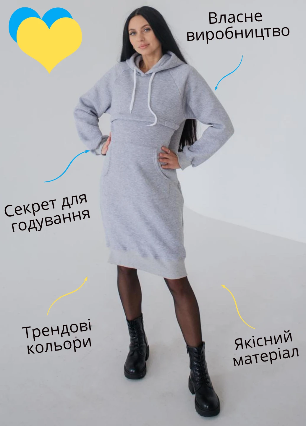 Сіра плаття для вагітних з ссекретом для годування HN