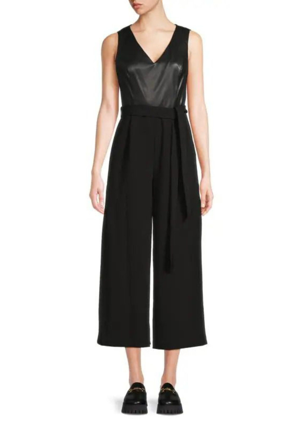 Комбінезон Calvin Klein комбінезон-брюки однотонний чорний кежуал поліестер