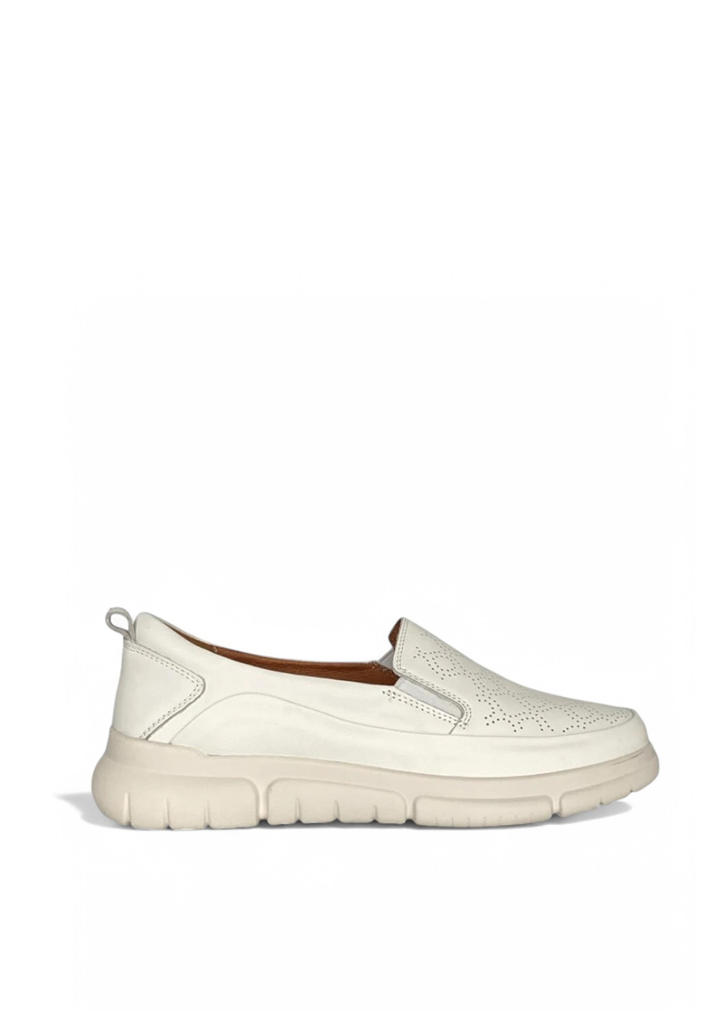 Белые слипоны Meego с перфорацией однотонные