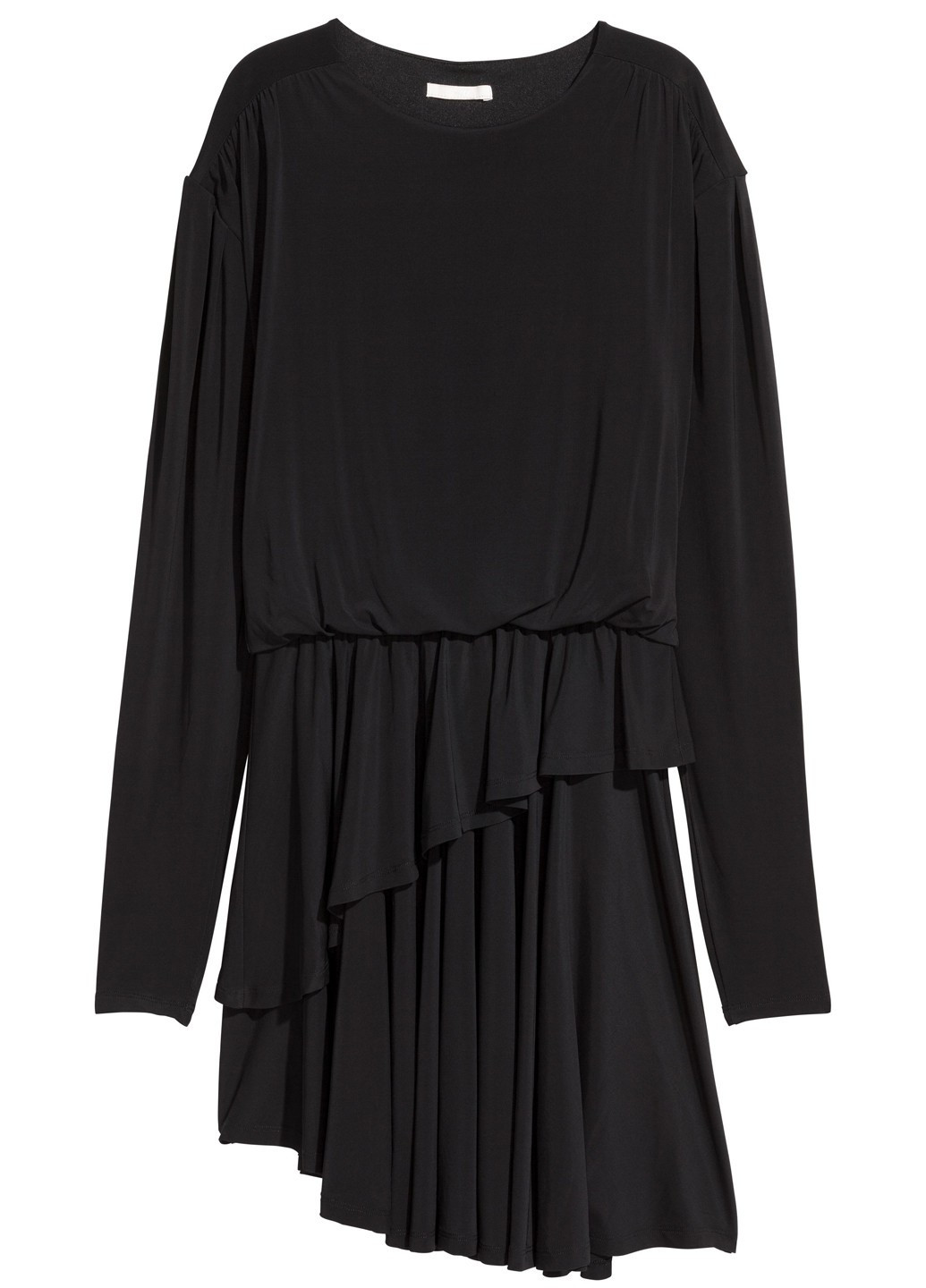 Черное коктейльное, кэжуал платье с юбкой-солнце, а-силуэт H&M однотонное