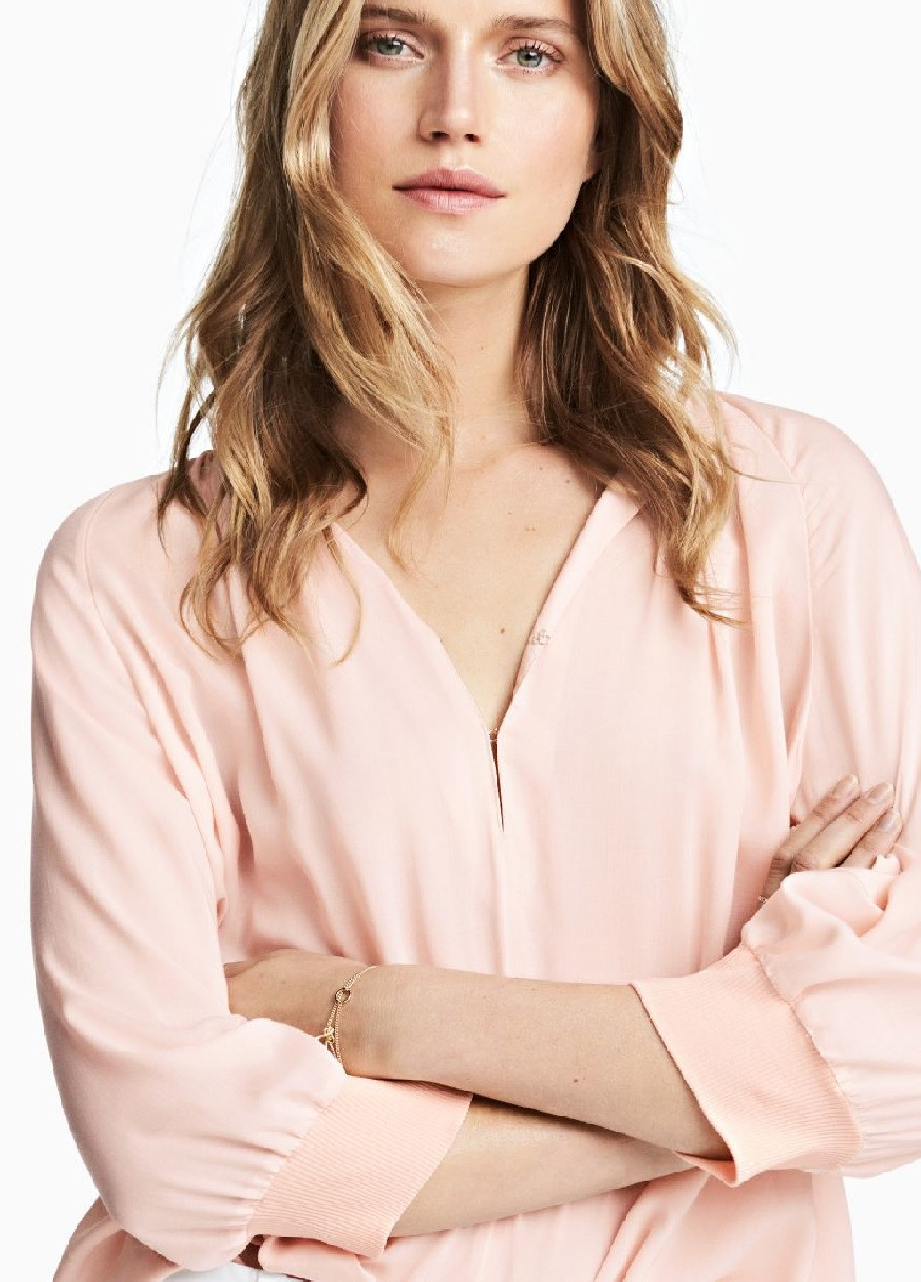 Рожева блузка з трикутним вирізом H&M