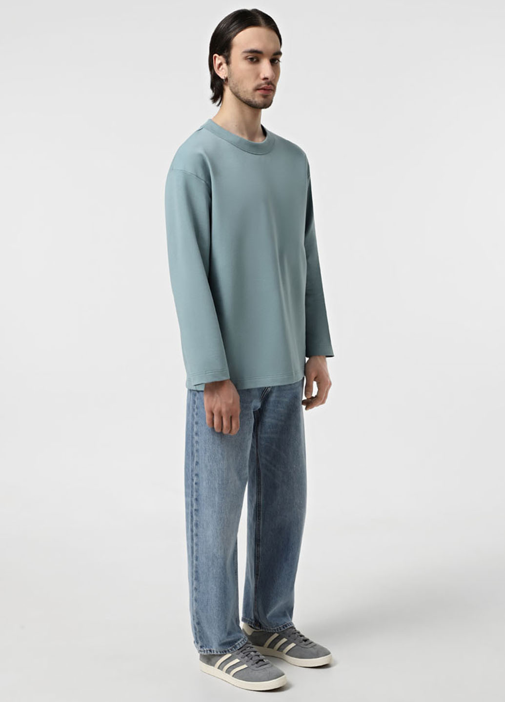 Лонгслів Promin однотонний сіро-голубий кежуали, спортивні бавовна, трикотаж