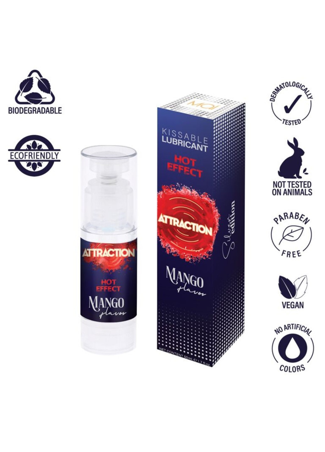 Змазка для орального сексу з зігрівальним ефектом Attraction Heat Mango (50 мл) MAI (254785148)