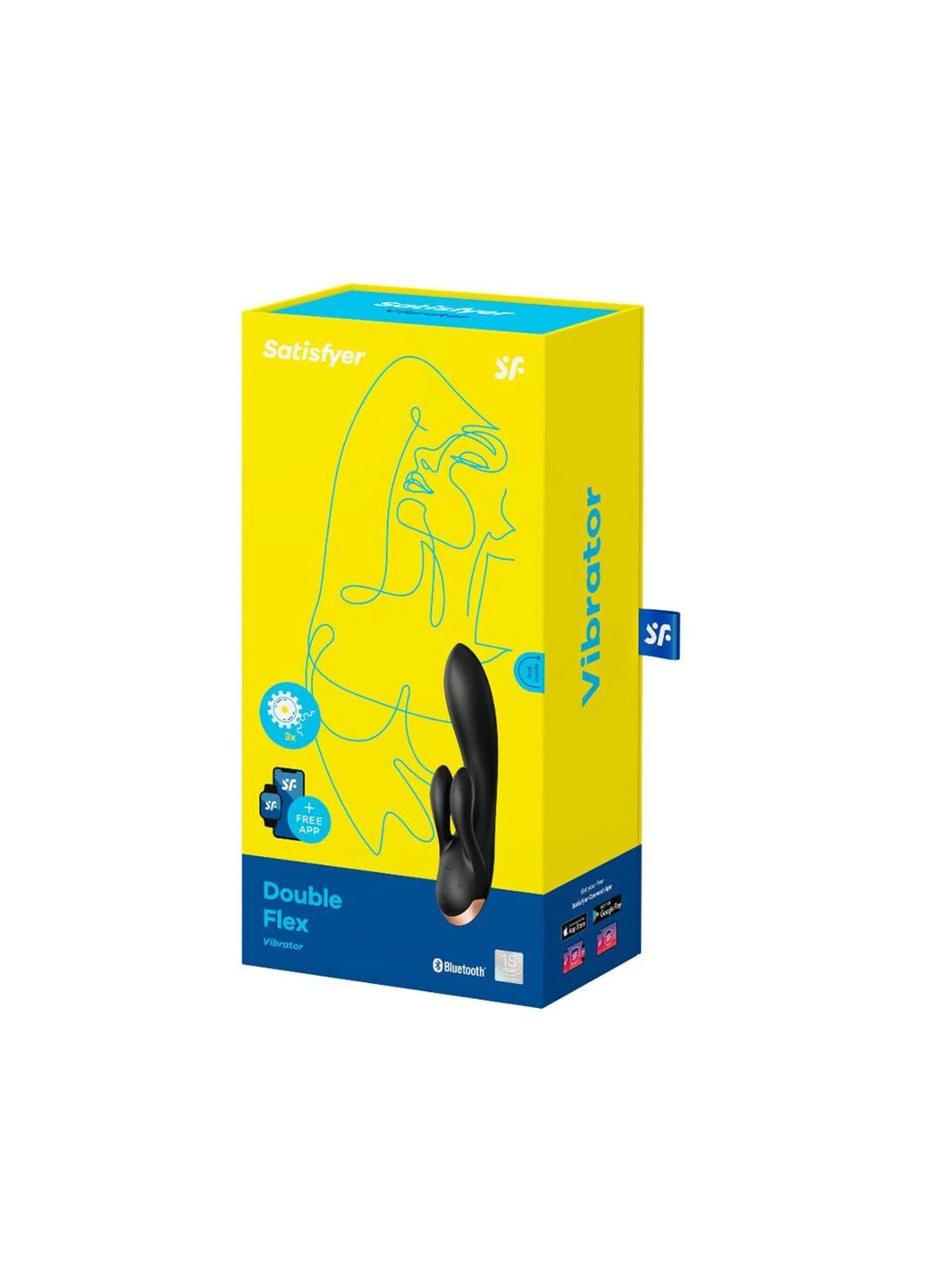 Смарт вибратор кролик с двойным отростком Double Flex Black Satisfyer (254152094)