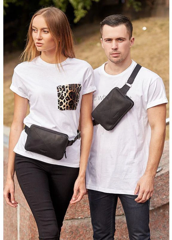 Кожаная поясная сумка Dropbag Mini черная Crazy Horse BlankNote (253147310)