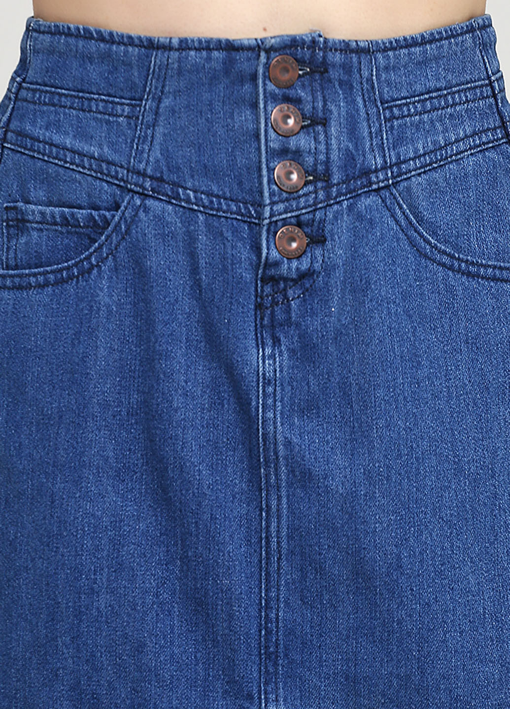 Синяя джинсовая однотонная юбка Only а-силуэта (трапеция)
