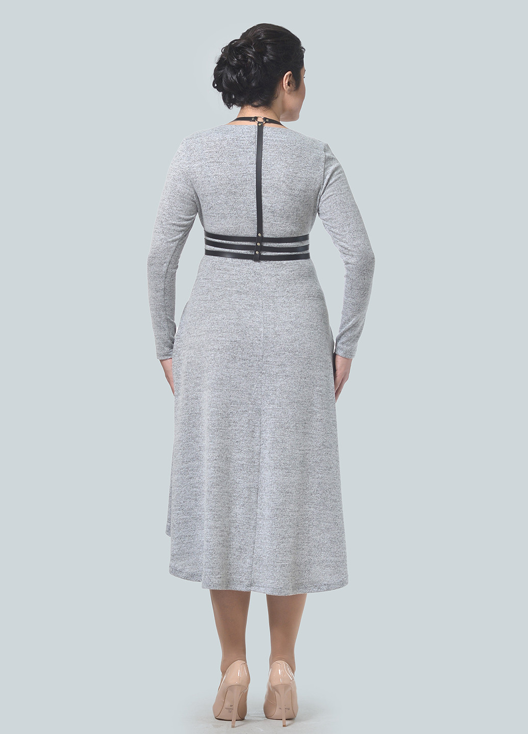 Светло-серое кэжуал платье в стиле ампир Alika Kruss меланжевое
