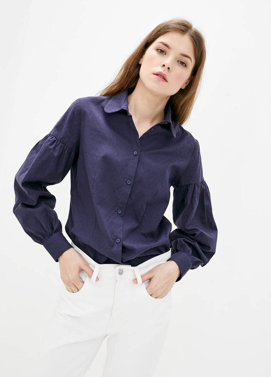 Темно-синяя демисезонная блуза Promin