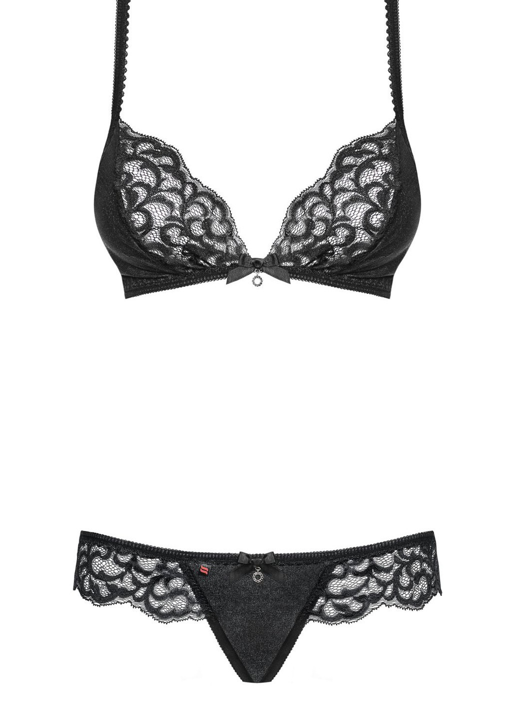 Чорний демісезонний комплект білизни (ліф, трусики) Obsessive