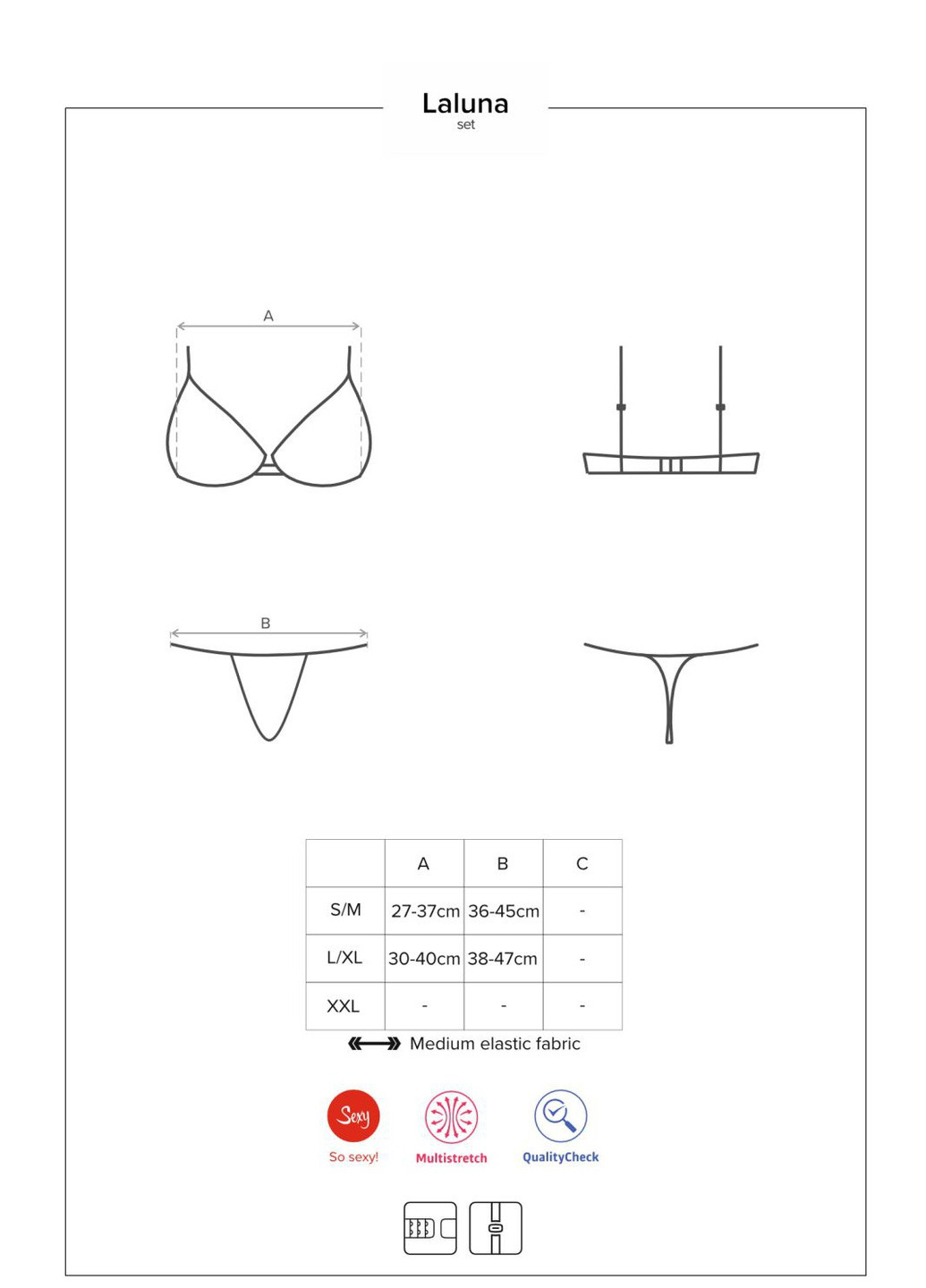 Чорний демісезонний комплект білизни (ліф, трусики) Obsessive