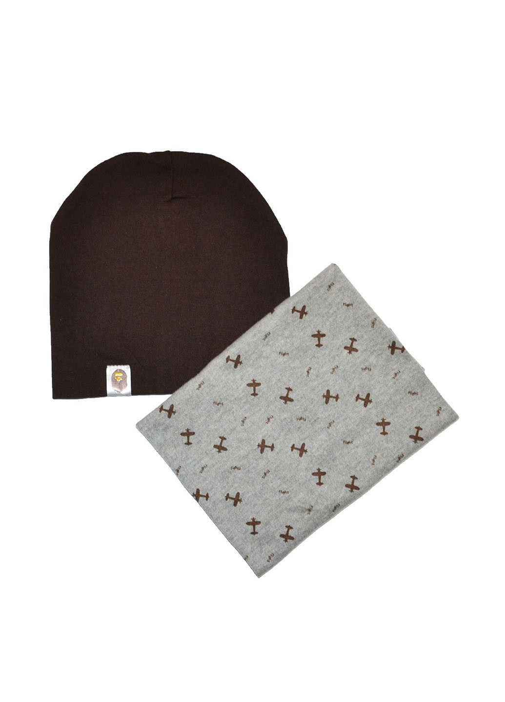 Темно-коричневий демісезонний комплект (шапка, шарф-снуд) Sweet Hats