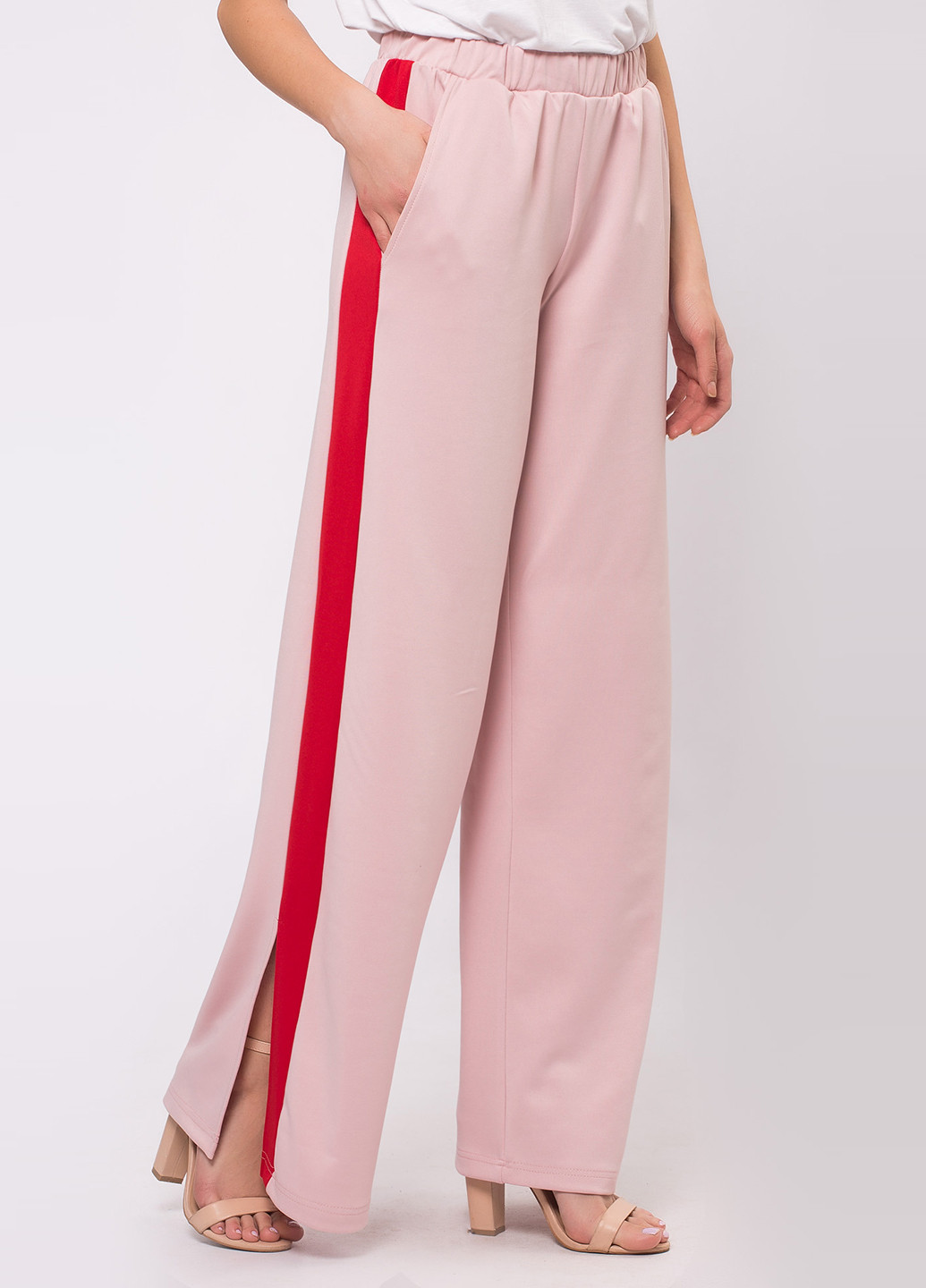 Бледно-розовые кэжуал демисезонные прямые брюки Garne