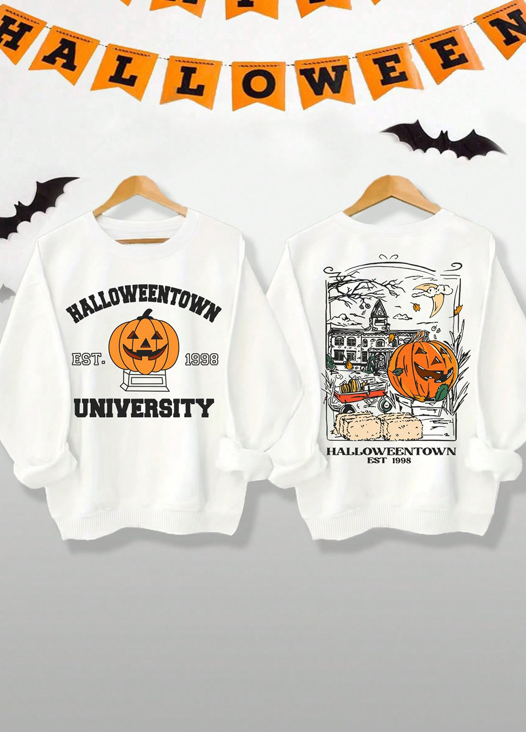 Белый свитшот SHEIN рисунок без декора (365769944)