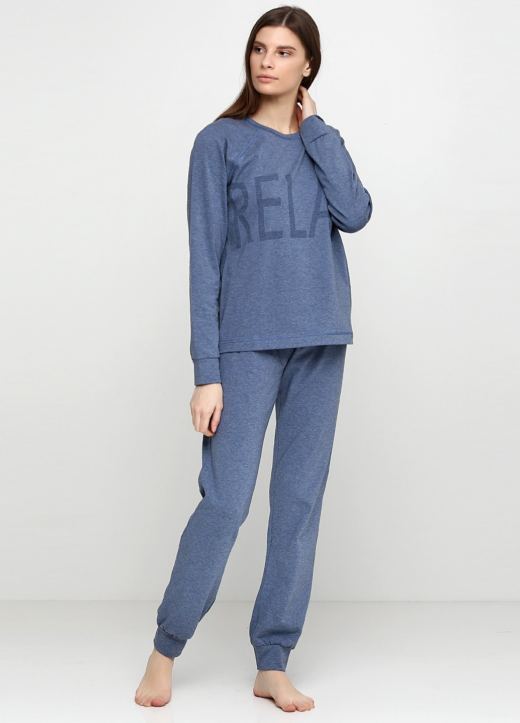 Сіро-синя всесезон пижама (лонгслив, брюки) Bisbigli