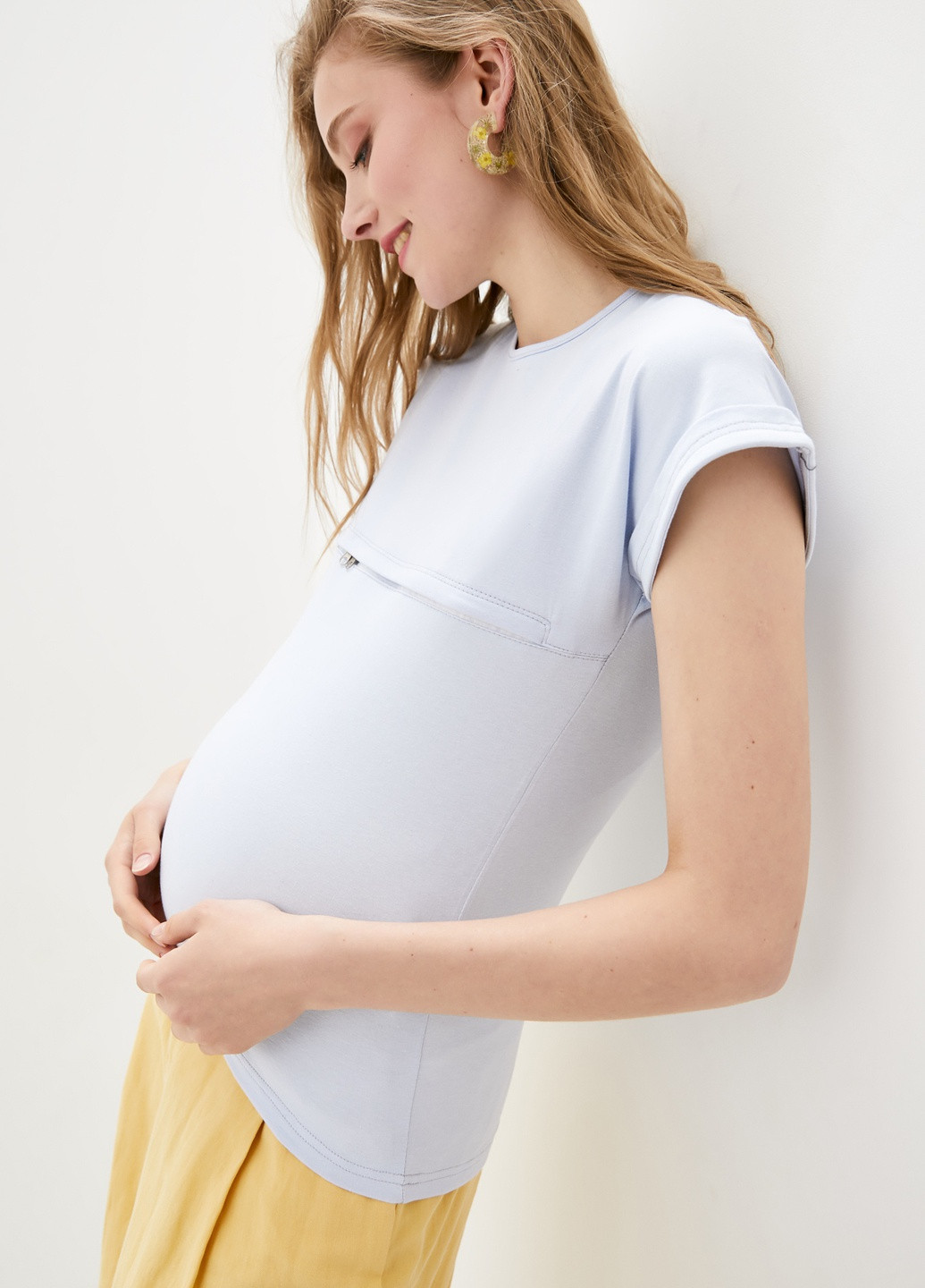 Светло-голубая всесезон футболка для беременных и кормящих мам Sorelle Кейт