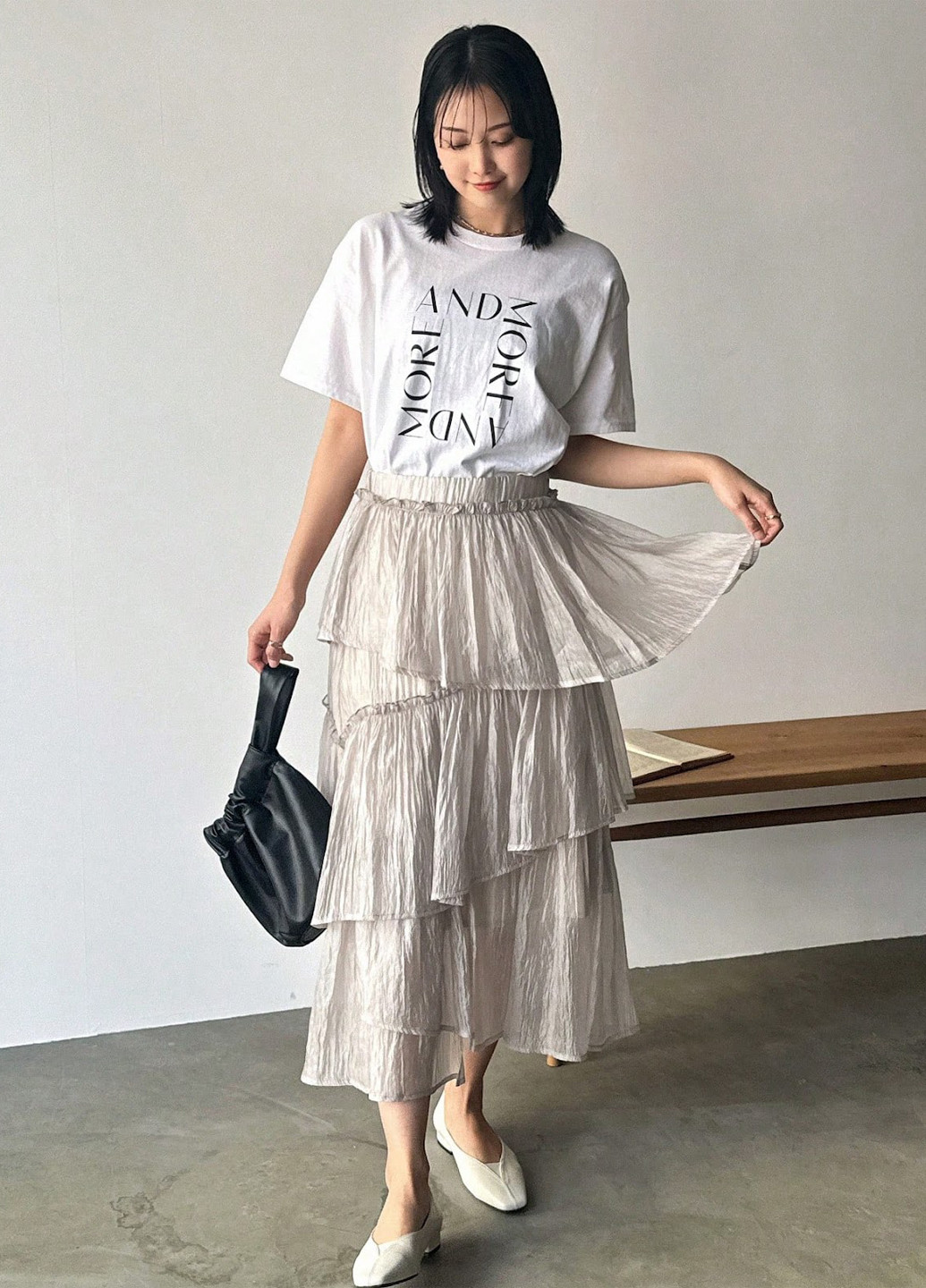 Кремовая кэжуал однотонная юбка SHEIN а-силуэта (трапеция)