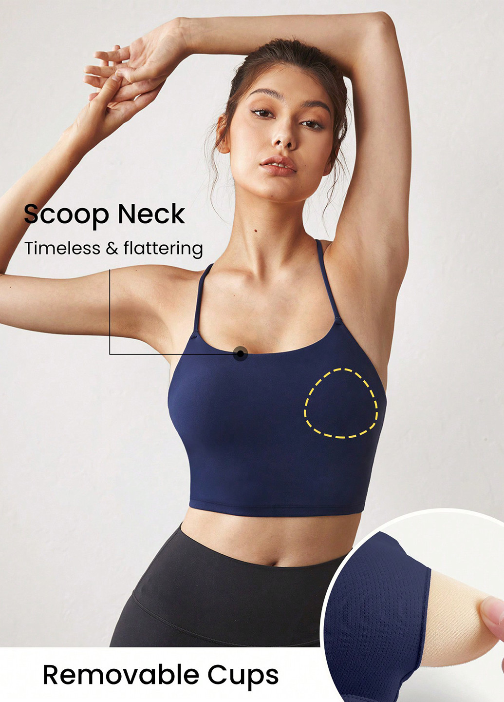 Тёмно-синий топ бюстгальтер SHEIN без косточек