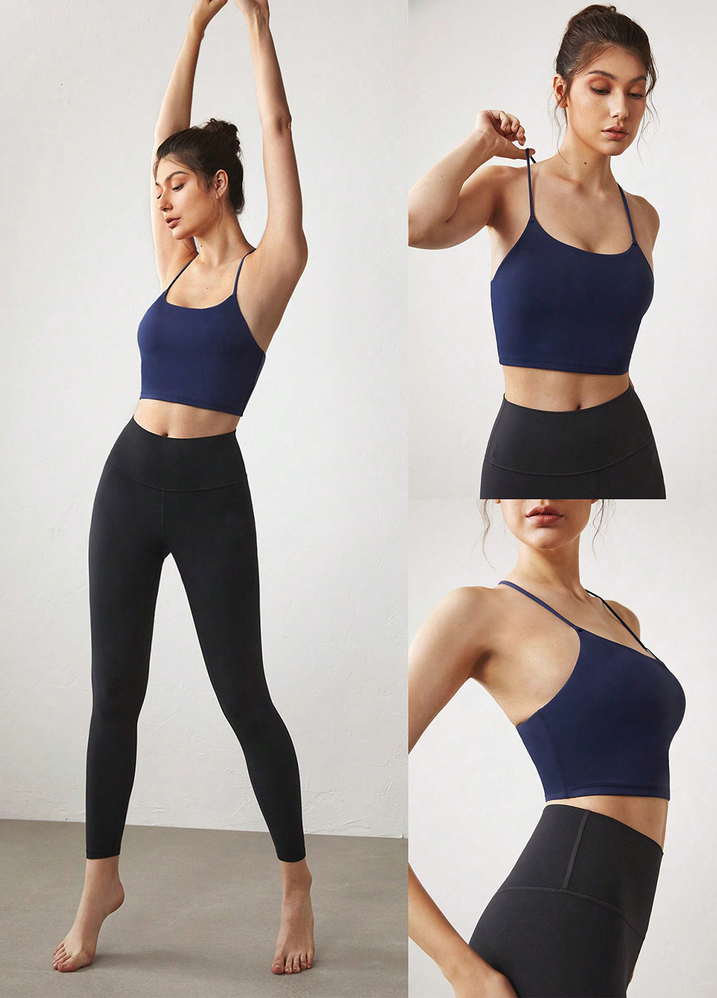 Тёмно-синий топ бюстгальтер SHEIN без косточек