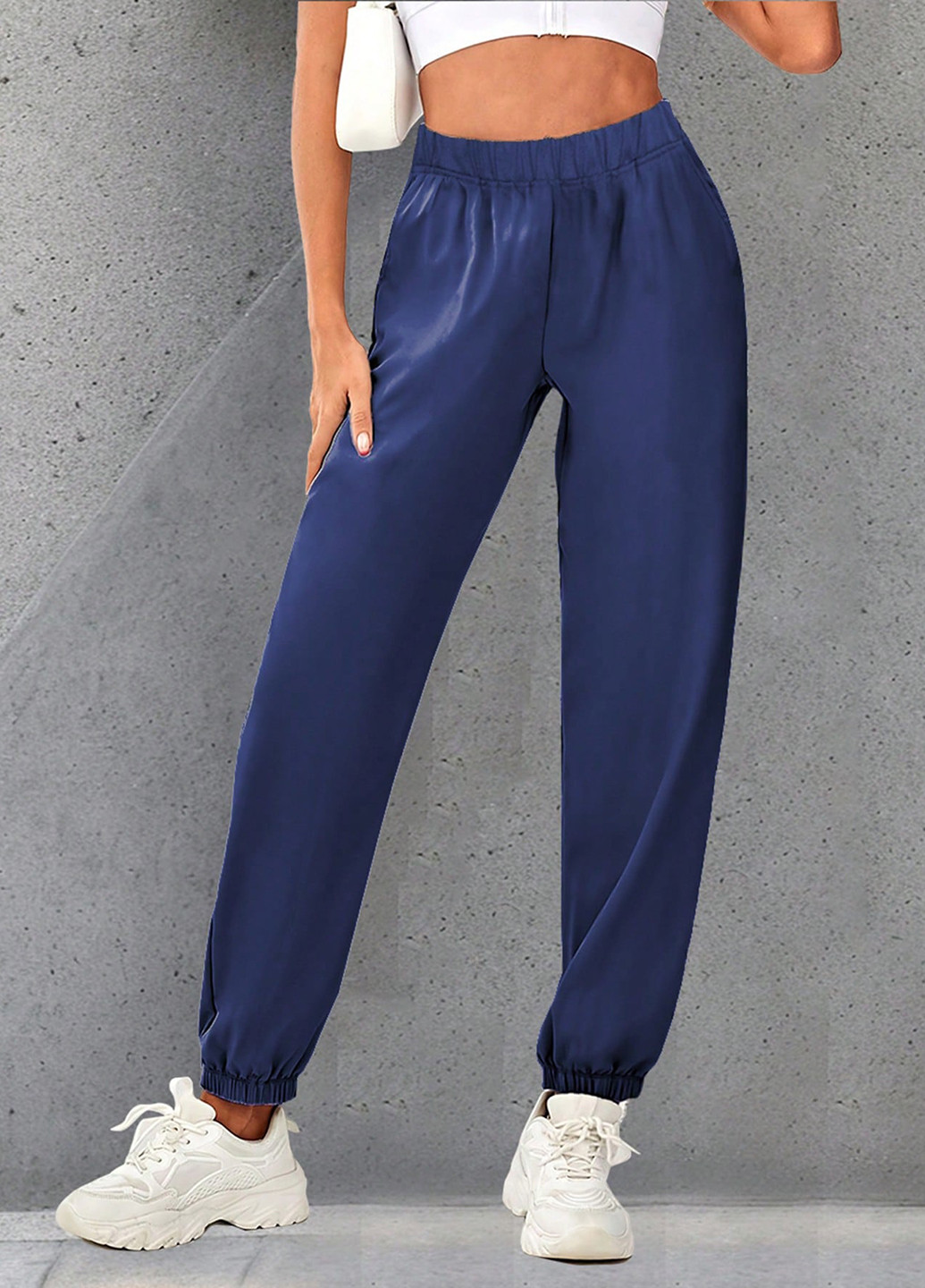 Синие спортивные, кэжуал демисезонные джоггеры брюки SHEIN