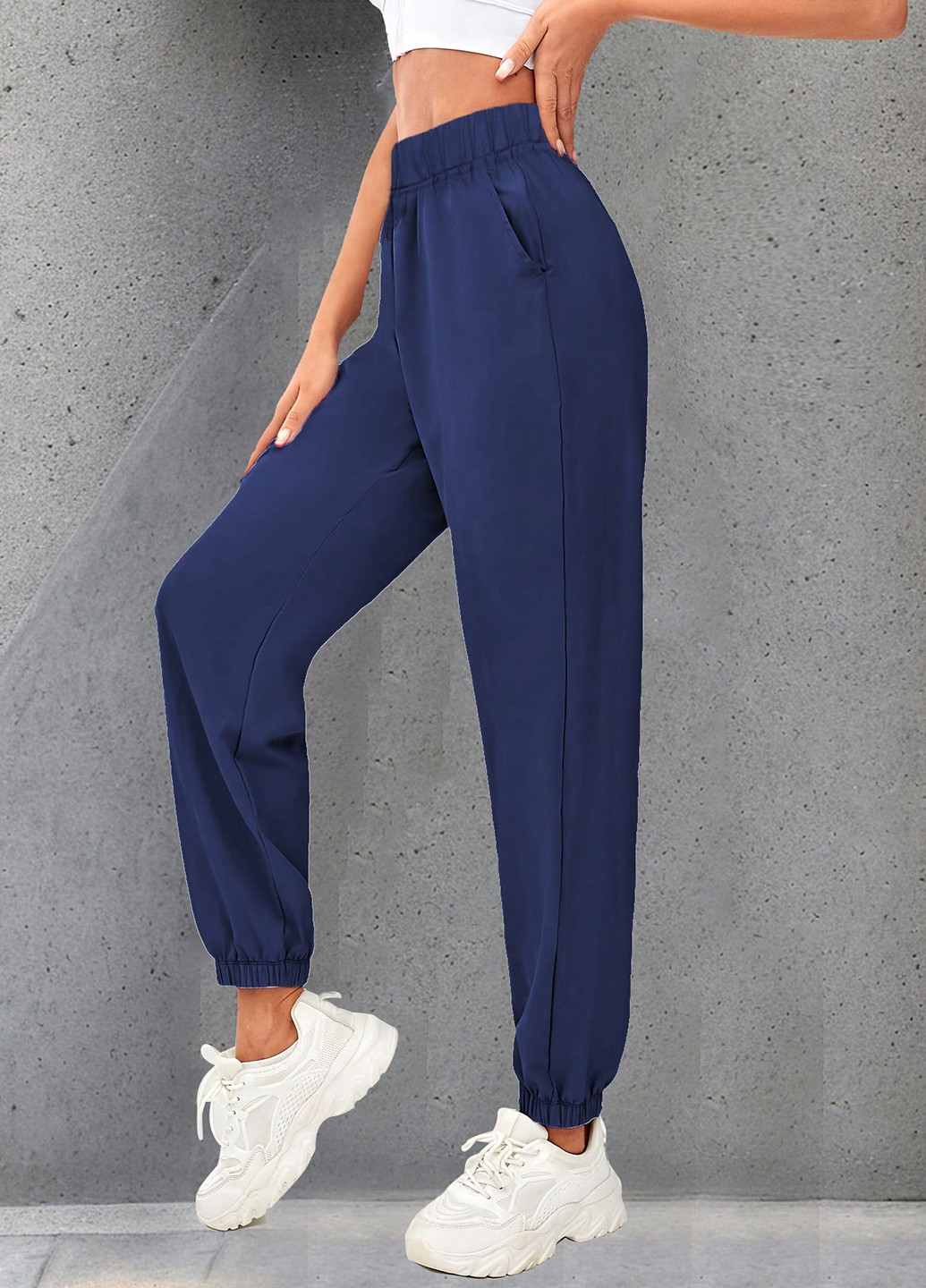 Синие спортивные, кэжуал демисезонные джоггеры брюки SHEIN