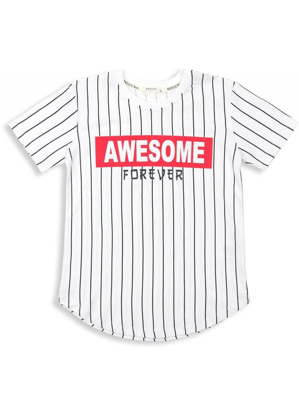 Белая демисезонная футболка детская в полоску (12491-152b-white) Breeze