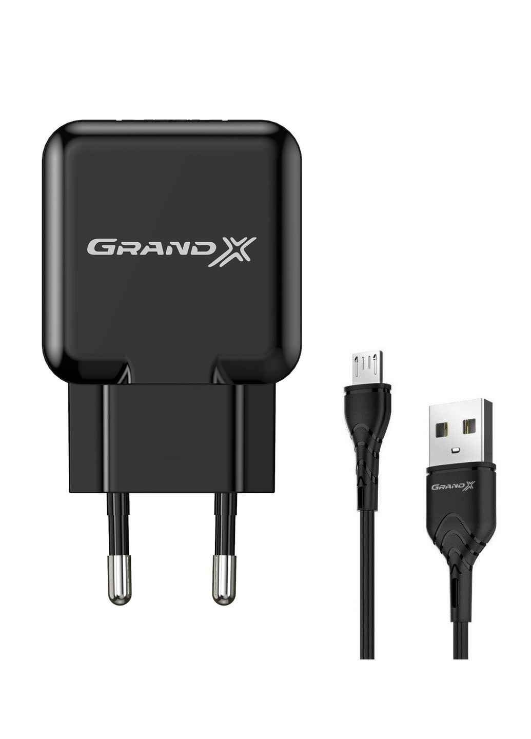 Зарядное устройство CH-03UMB USB 5V 2,1A Black с защитой от перегрузки+cable Micro USB Grand-X (253839100)