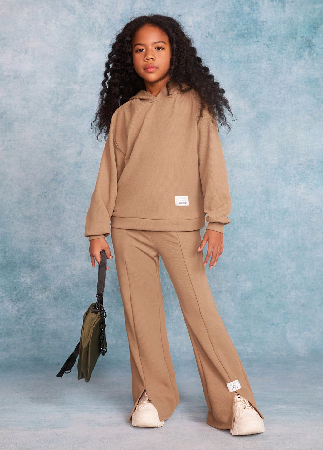 Світло-коричневий демісезонний костюм (толстовка, штани) брючний SHEIN