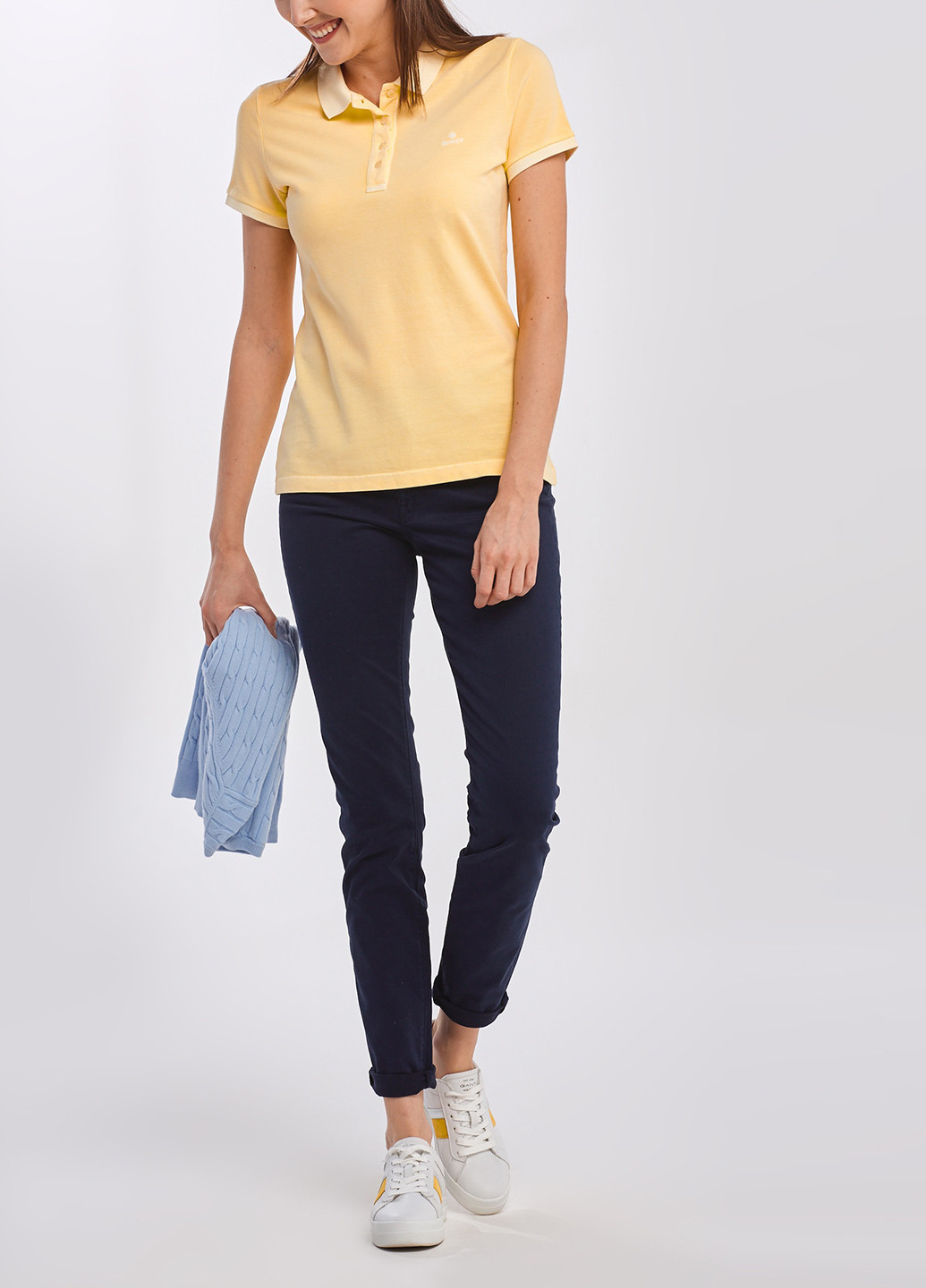 Светло-желтая женская футболка-поло Gant однотонная