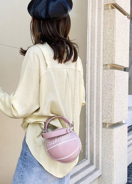 Жіноча класична кругла сумка баскетбольний м'яч на ланцюжку рожева NoName (251204040)