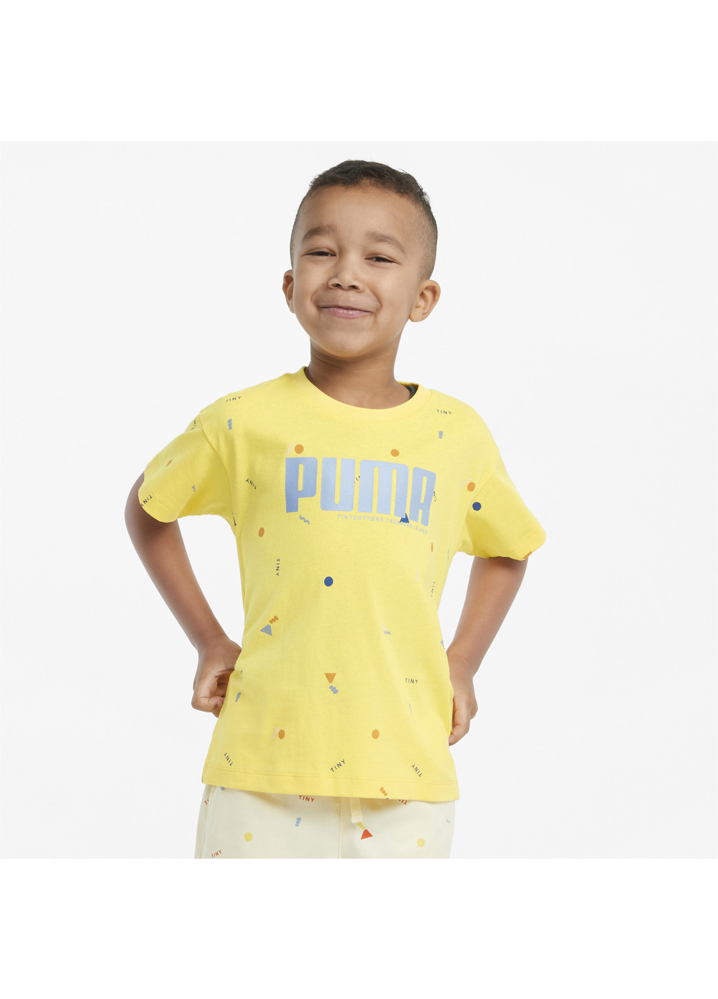 Жовта демісезонна дитяча футболка x tiny printed kids' tee Puma