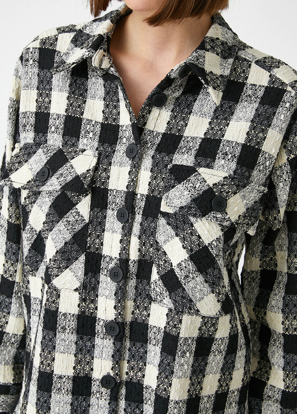 Черно-белая кэжуал рубашка в клетку KOTON
