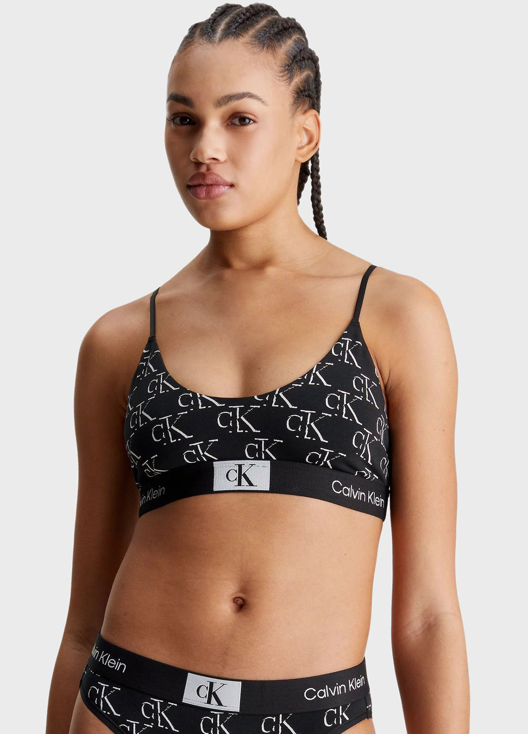 Чёрный топ бюстгальтер Calvin Klein без косточек хлопок