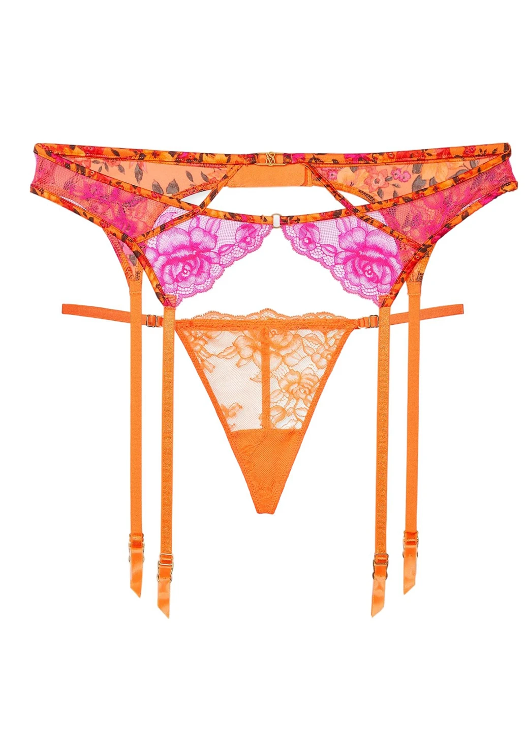 Оранжевый демисезонный комплект (пояс для чулок, трусики) Victoria's Secret