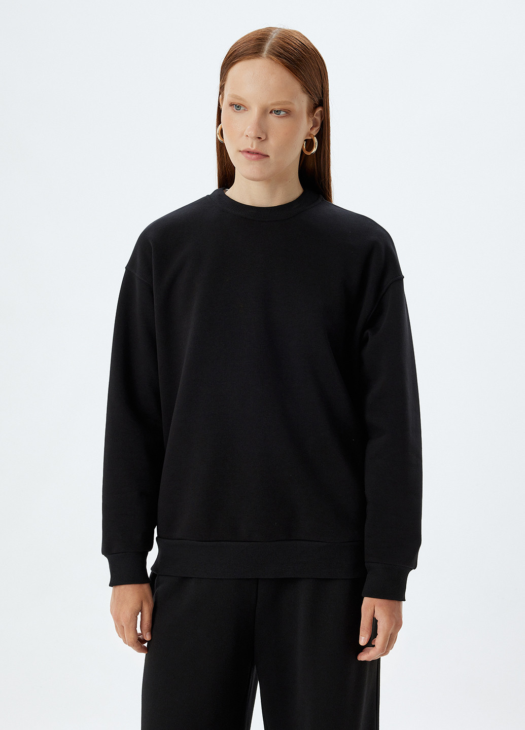 Чорний світшот KOTON однотонний без декору (362289176)