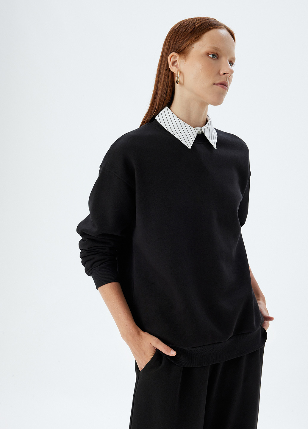 Чорний світшот KOTON однотонний без декору (362289176)