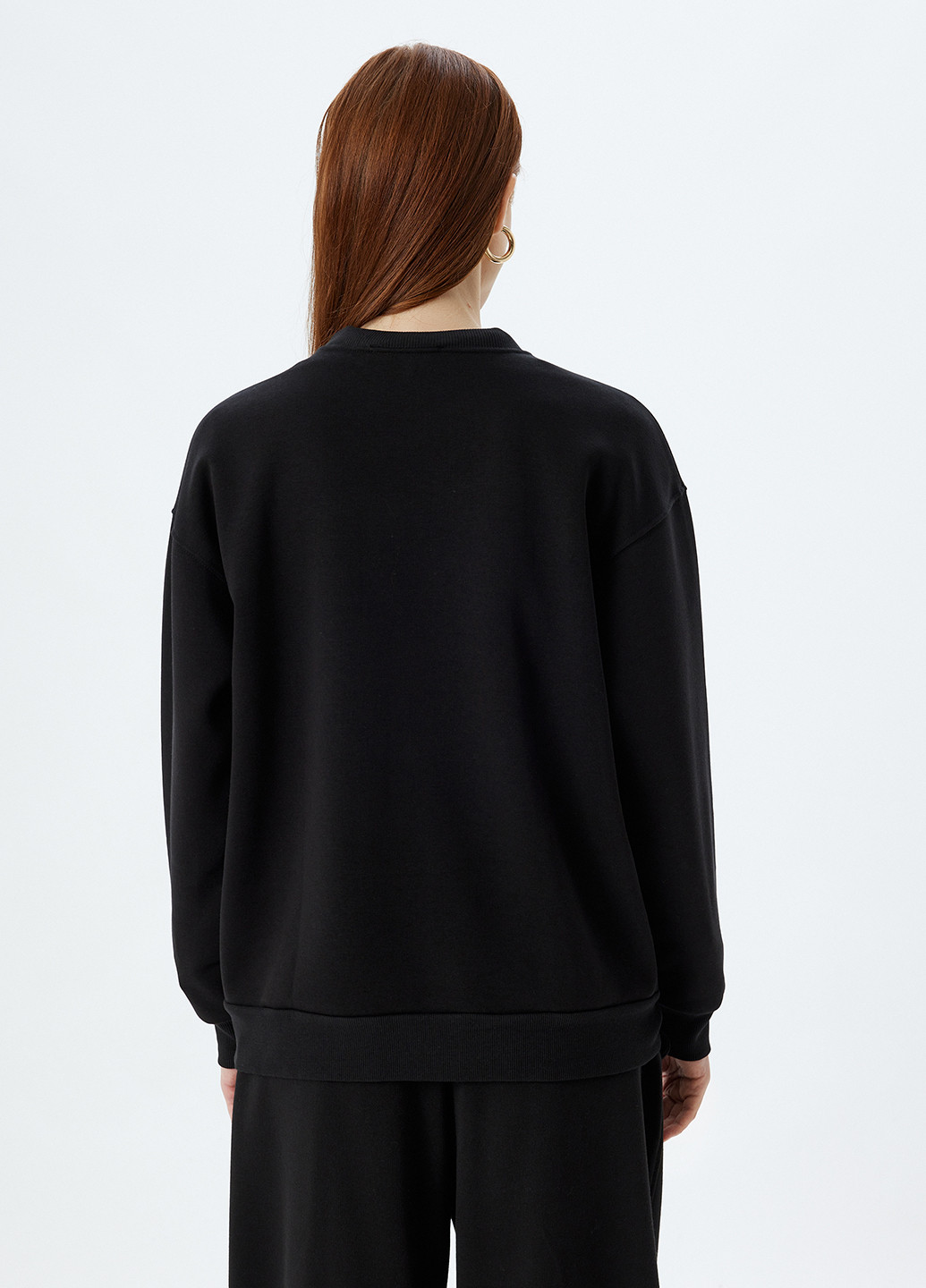 Чорний світшот KOTON однотонний без декору (362289176)