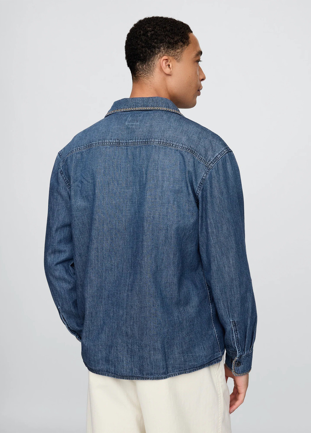 Синяя джинсовая, кэжуал рубашка однотонная Gap