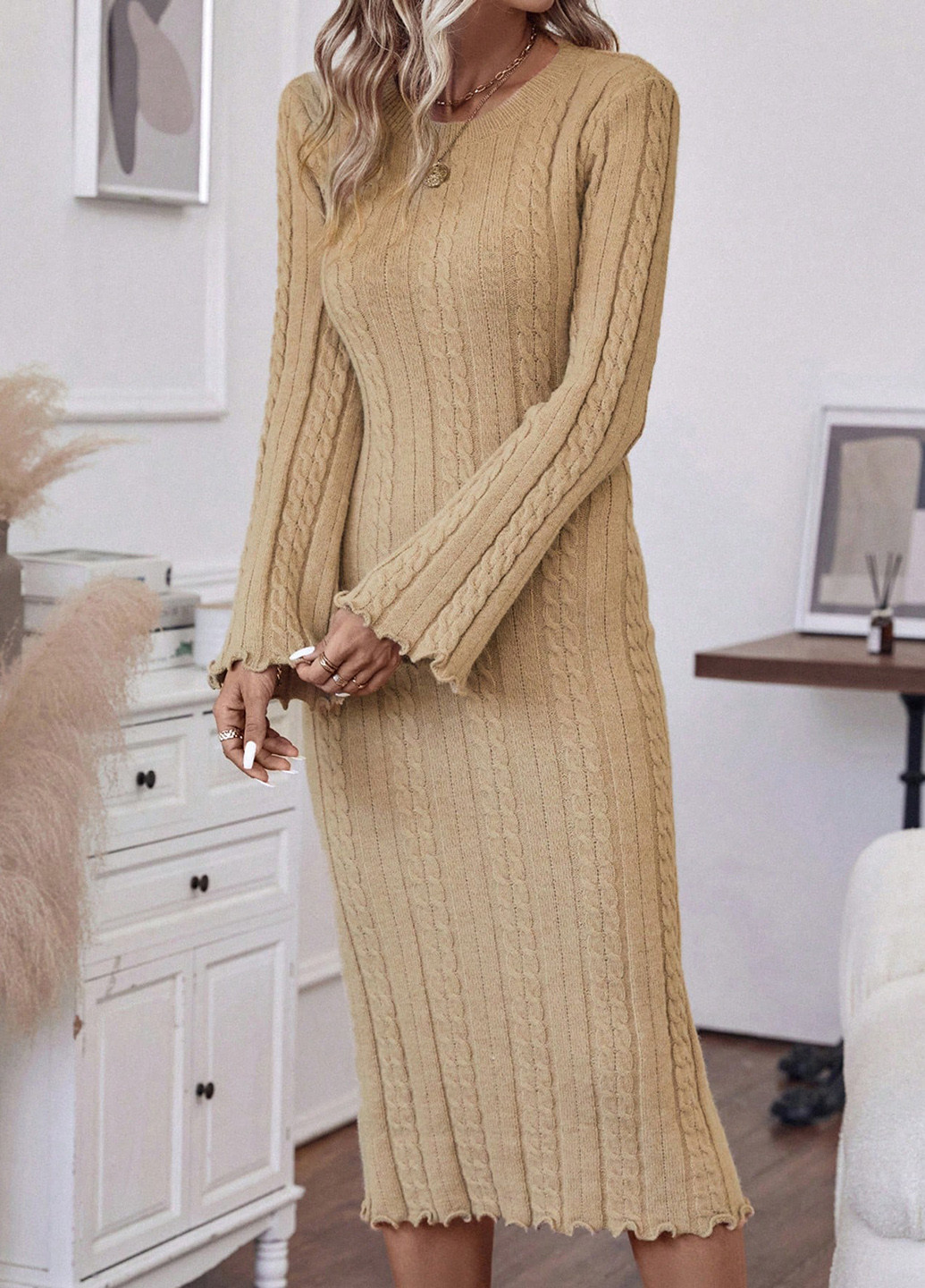 Оливковое (хаки) кэжуал платье с открытой спиной SHEIN однотонное