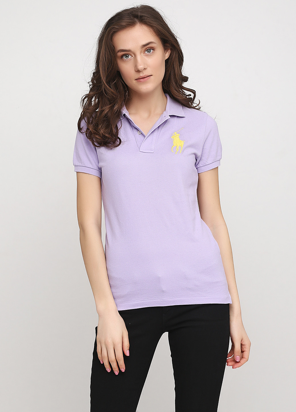 Сиреневая женская футболка-поло Ralph Lauren с логотипом