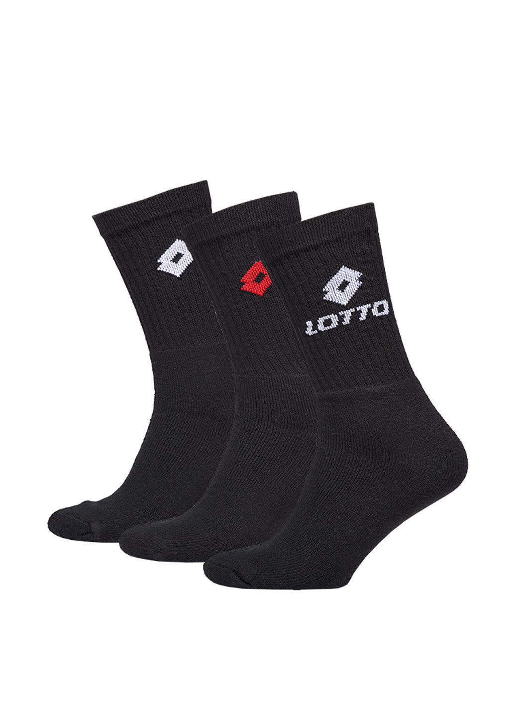 Носки (3 пары) Lotto логотипы чёрные спортивные