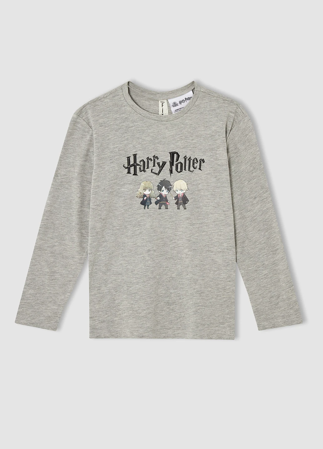 Світло-сіра всесезон піжама harry potter лонгслів + брюки DeFacto Пижама