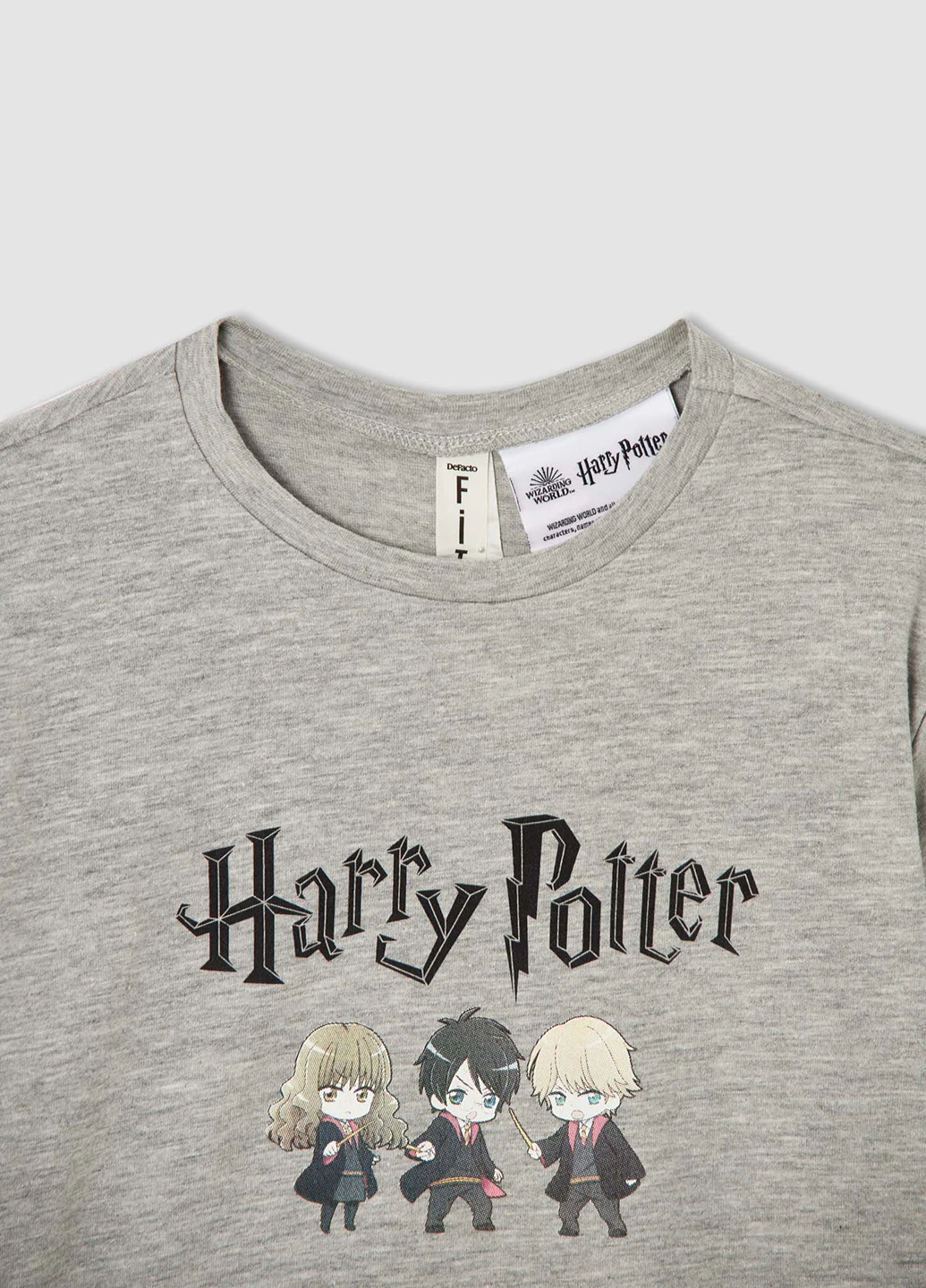 Світло-сіра всесезон піжама harry potter лонгслів + брюки DeFacto Пижама